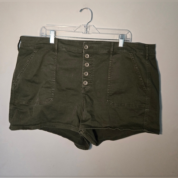 torrid Pants - Torrid Shorts Womens Plus Size 22 Olive Green Buttonfly Stretch Chino Shorts